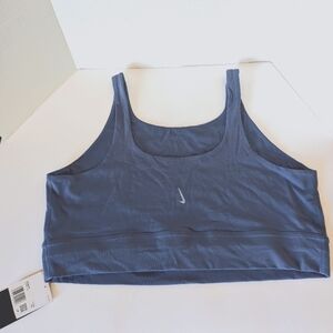 NIKE Yoga Dri-Fit Women's Cropped Sport Bra Tight Fit Blue Training Size XXL